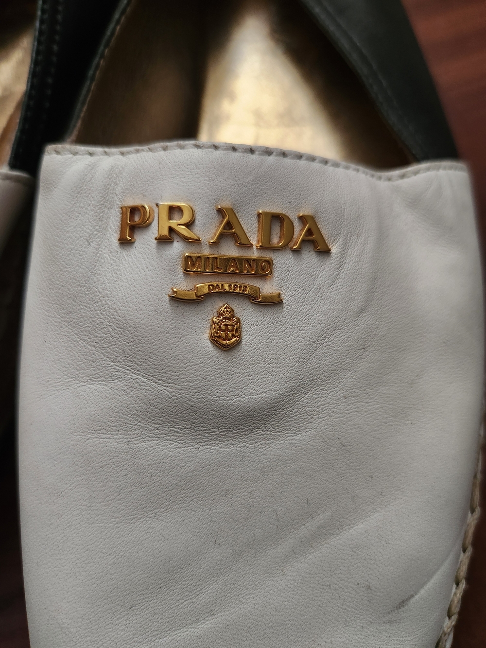 Prada Nappa Bicolore Peep-Toe Espadrilles